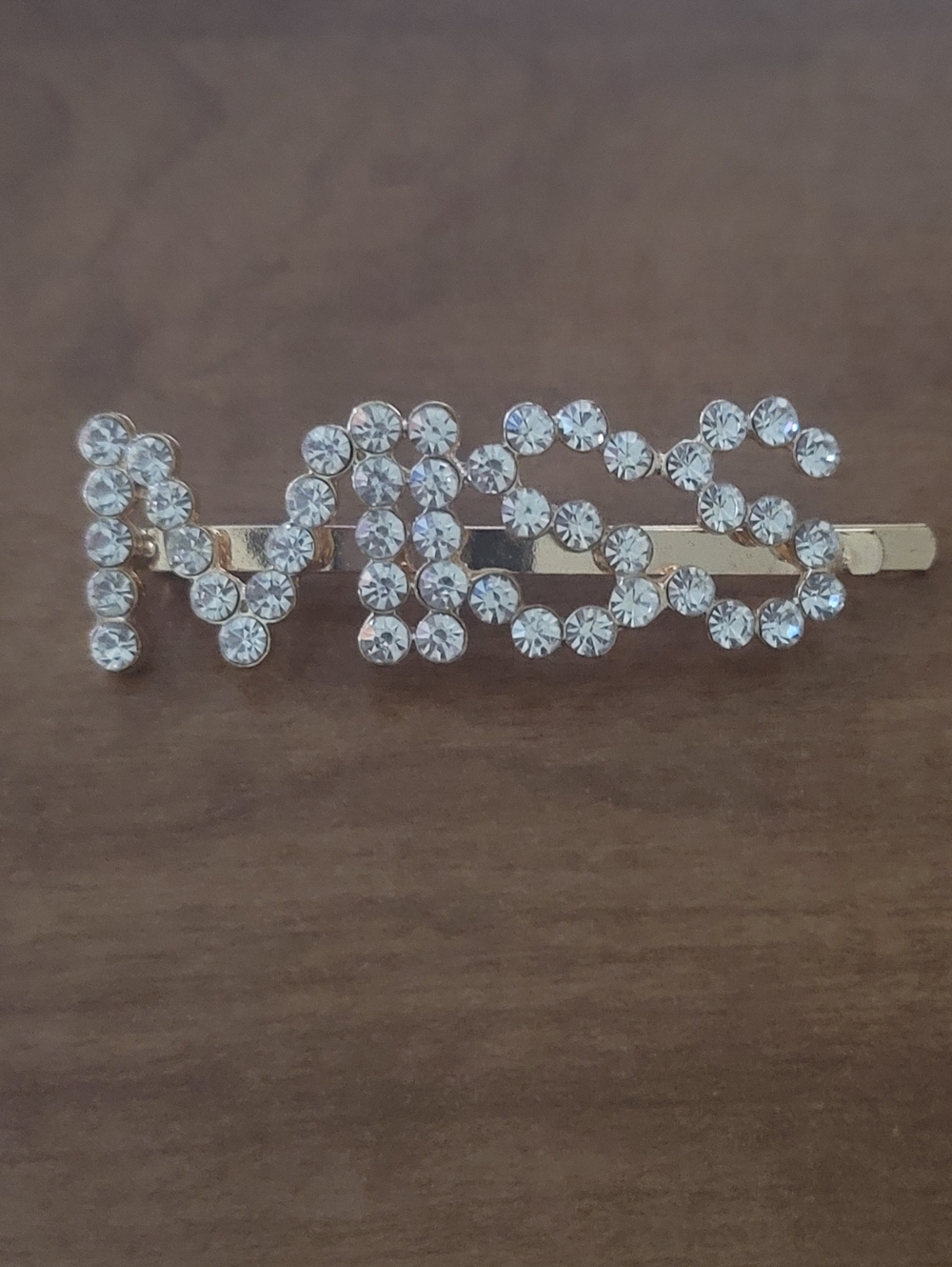 Francesca's Collections Gold and Clear Crystal "MISS" Hair Clip